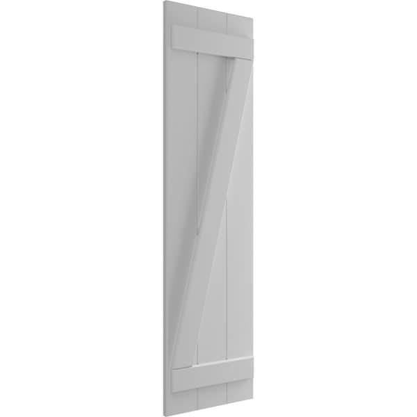 True Fit PVC Three Board Joined Board-n-Batten Shutters W/Z-Bar, Primed , 16 1/8W X 61H